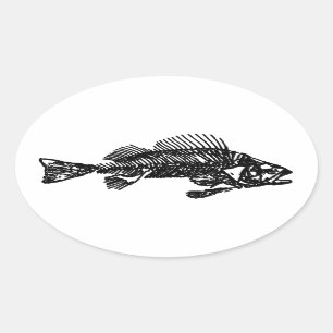 Sticker Ovale Logo Fish Skeleton (noir)