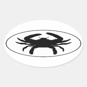 Sticker Ovale Logo ovale d'autocollant style atlantique de crabe