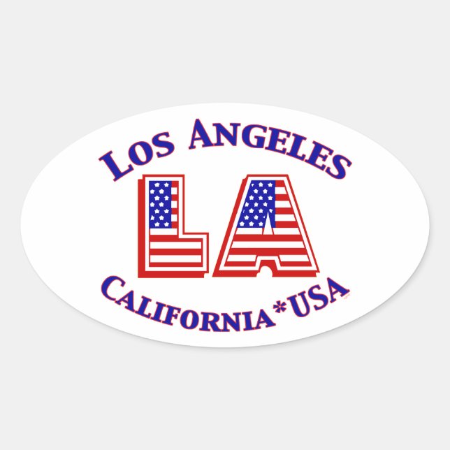 Sticker Ovale Logo ovale patriotique Los Angeles USA (Devant)