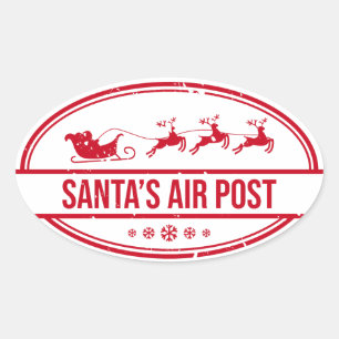 Sticker Ovale Logo père Noël Air Post