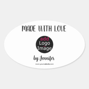 Sticker Ovale Logo Personnalisé Fabriqué Avec Amour Chic Profess