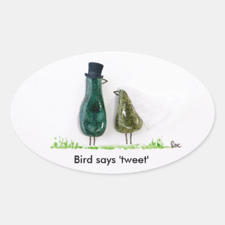 Sticker Ovale L'oiseau dit 'tweet'