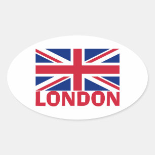 Sticker Ovale Londres en rouge