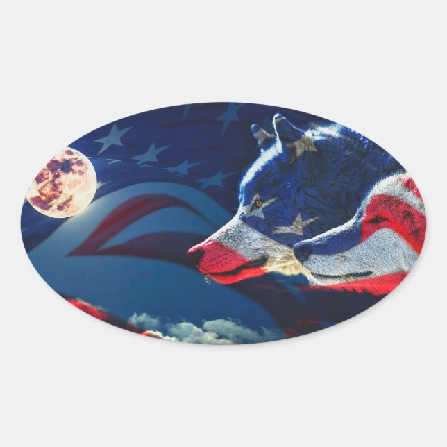 Sticker Ovale Loup (Devant)