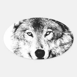 Sticker Ovale Loup