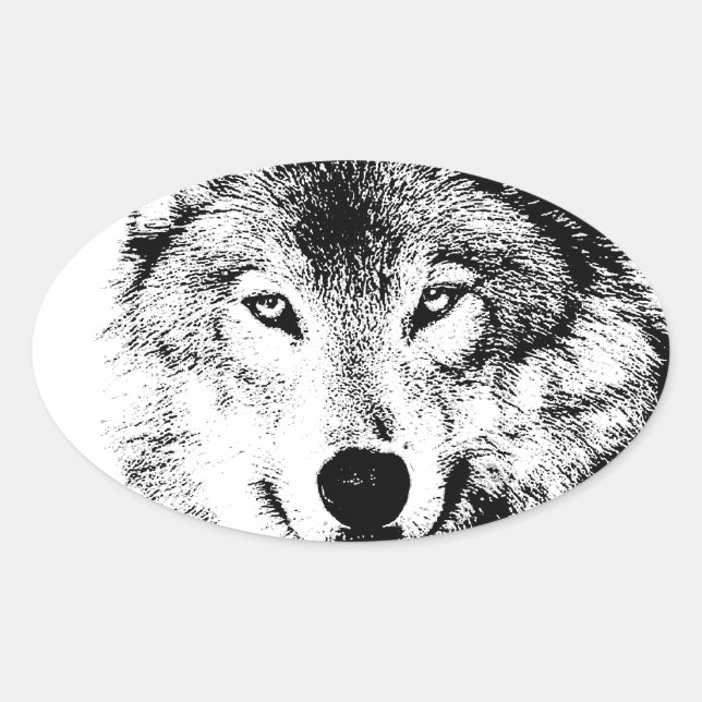 Sticker Ovale Loup (Devant)