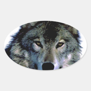 Sticker Ovale Loup