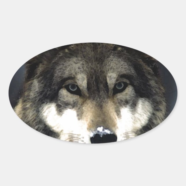 Sticker Ovale Loup (Devant)