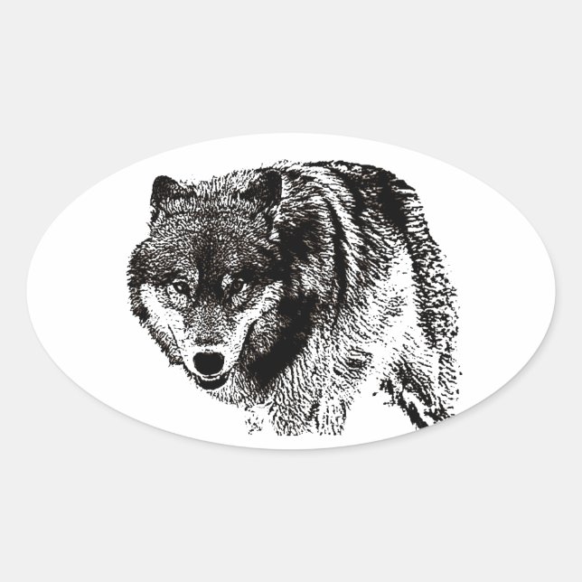 Sticker Ovale Loup sauvage (Devant)