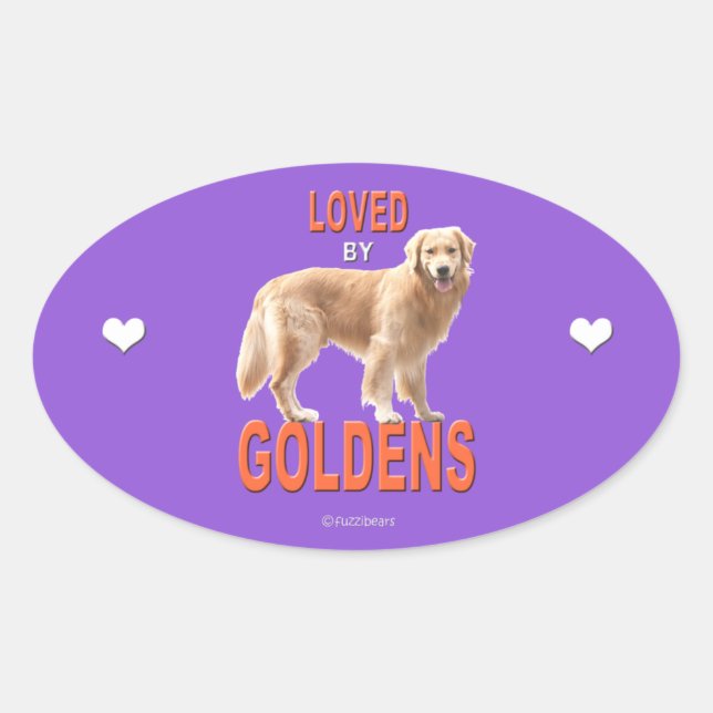 Sticker ovale 'Love' Golden Retriever (Devant)