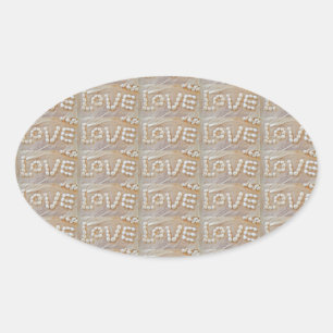 Sticker Ovale Love Heart Sea Shell Beach Hearts Seashells été