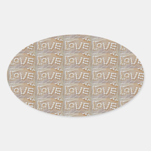 Sticker Ovale Love Heart Sea Shell Beach Hearts Seashells été (Devant)