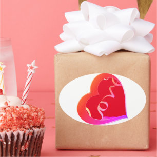 Sticker ovale Love Red Heart