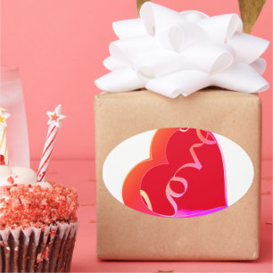 Sticker Ovale Love Red Heart