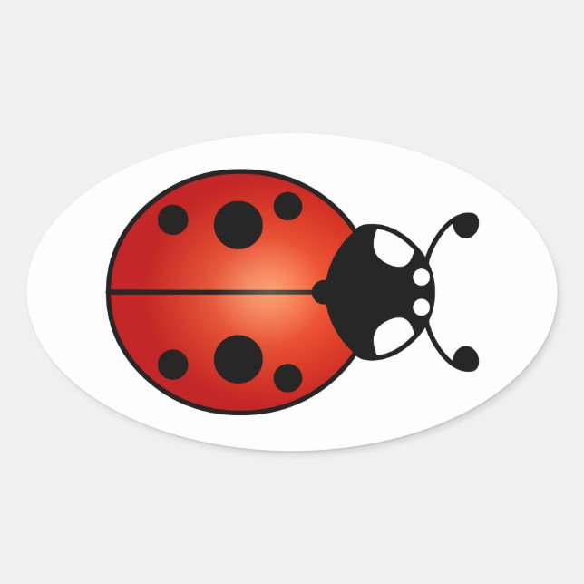 Sticker Ovale Lucky Ladybug Ladybird Beetle (Devant)