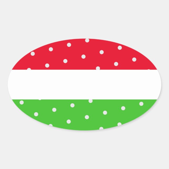 Sticker Ovale Lumineuse Polka Pointe Rouge Lime Vert Blancs (Devant)