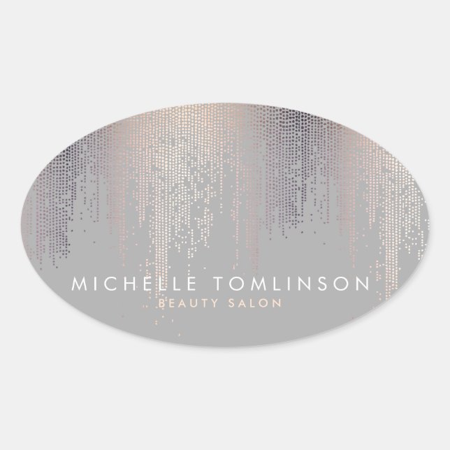 Sticker Ovale Luxe Blush Confetti Pluie Motif Gris (Devant)