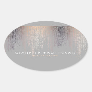 Sticker Ovale Luxe Blush Confetti Pluie Motif Gris