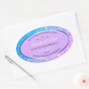 Sticker Ovale Luxe Turquoise Parties scintillant violet Produit