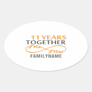 Sticker Ovale M. et Mme 11th Anniversary