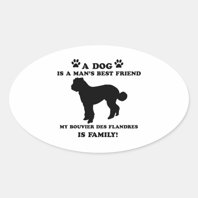 Sticker Ovale Ma famille Bouvier des Flandres, votre chien peut  (Devant)