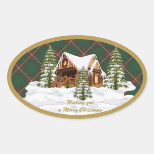 Sticker Ovale MacKinnon Chasse Ancien Tartan écossais