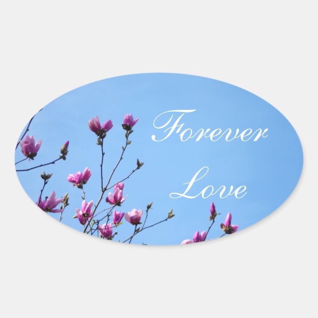 Sticker Ovale Magnolia rose (Devant)
