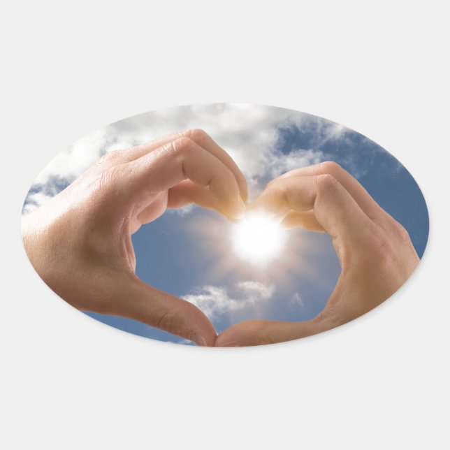 Sticker Ovale Mains de l'amour (Devant)