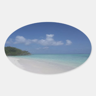 Sticker Ovale Maldives Blue Sky mer Sand Clouds Modèle