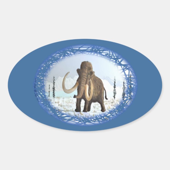 Sticker Ovale Mammoth laineux (Devant)