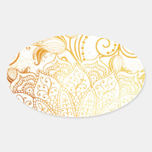 Sticker Ovale Mandala - brosse d'or