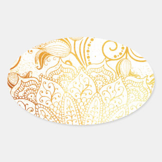 Sticker Ovale Mandala - Brosse dorée