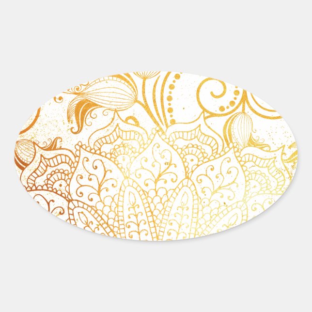 Sticker Ovale Mandala - Brosse dorée (Devant)