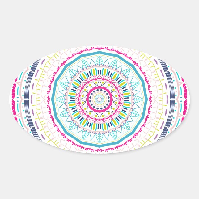Sticker Ovale mandala coloré (Devant)