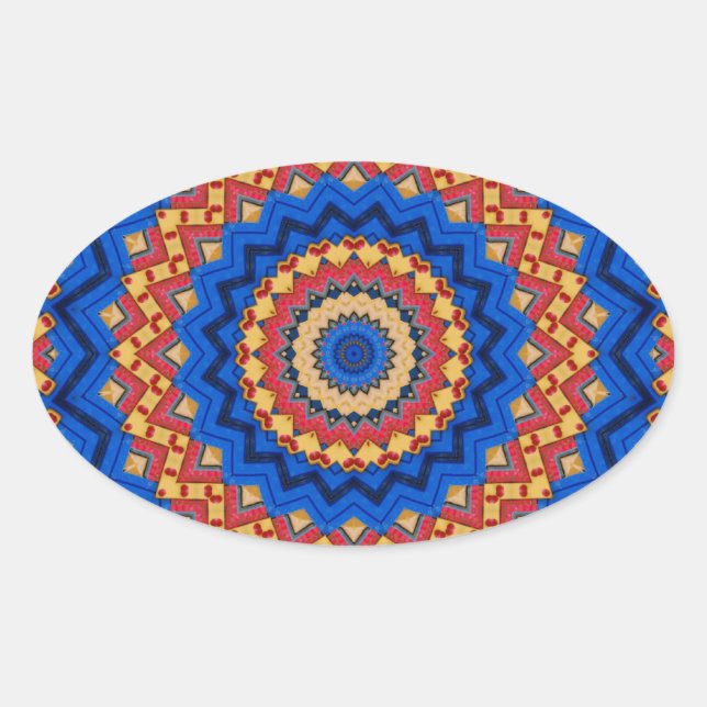 Sticker Ovale Mandala orange bleu (Devant)