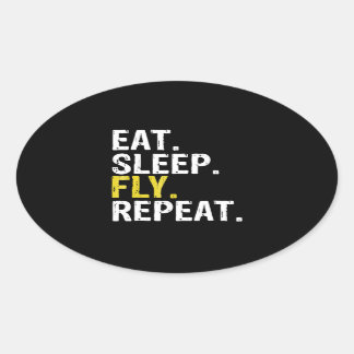 Sticker Ovale Mangez le sommeil Vol Répéter le cadeau du pilote