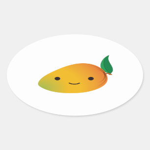 Sticker Ovale Mangue de sourire mignonne de Kawaii