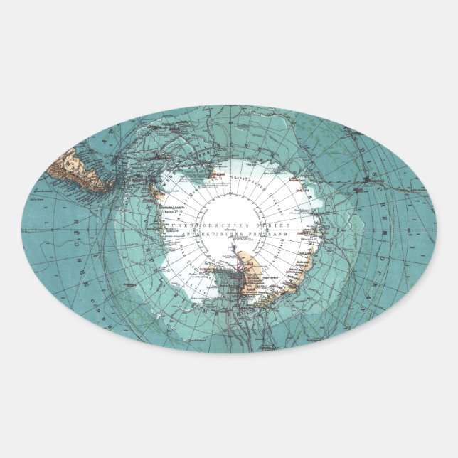 Sticker Ovale Map of the South Pole (Devant)