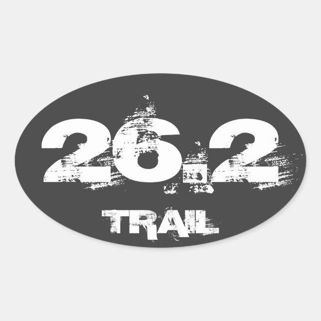 Sticker Ovale Marathon 26.2 Trail Oval Decal Blanc Sur Noir (Devant)