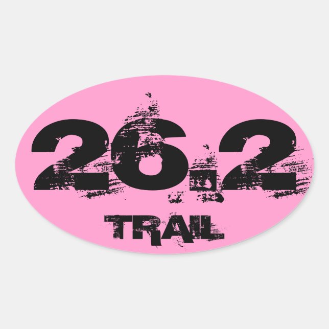 Sticker Ovale Marathon 26.2 Trail Oval Decal Noir sur rose (Devant)