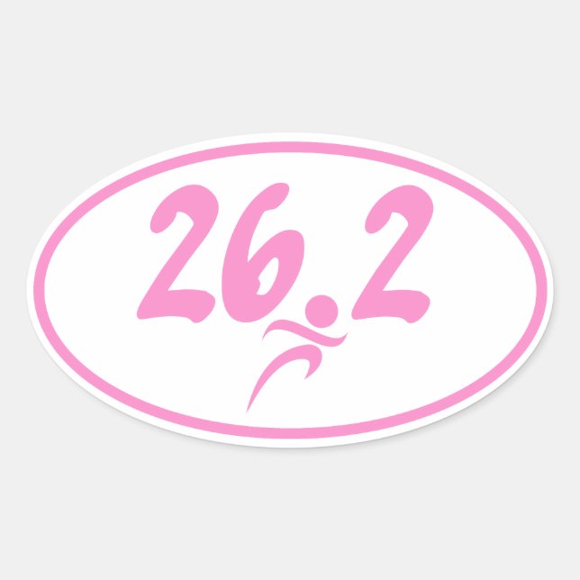 Sticker Ovale Marathon rose 26,2 (Devant)