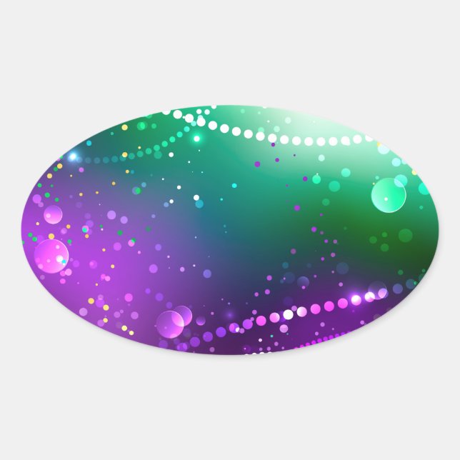 Sticker Ovale Mardi Gras Festive Purple Background (Devant)