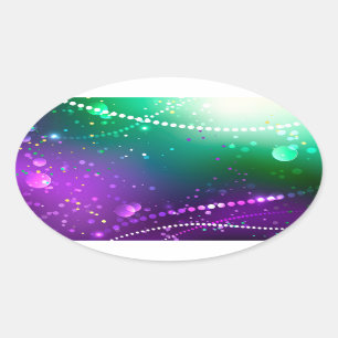 Sticker Ovale Mardi Gras Festive Purple Background