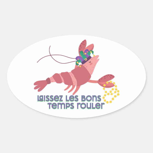 Sticker Ovale Mardi Gras Party Crawdad (Devant)