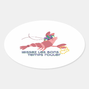 Sticker Ovale Mardi Gras Party Crawdad
