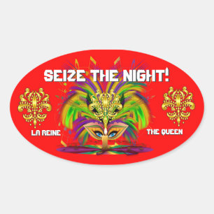 Sticker Ovale Mardi Gras Queen Afficher les notes S'il vous plaî
