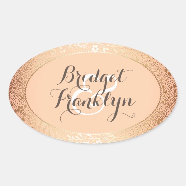Sticker Ovale Mariage Blush Floral Marine (Devant)