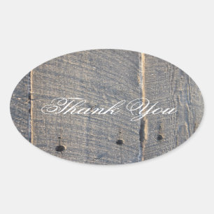 Sticker Ovale mariage campagnard rustique grise grange bois merc