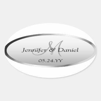 Sticker Ovale Mariage Célébration Artistique Personnalisé Noms M