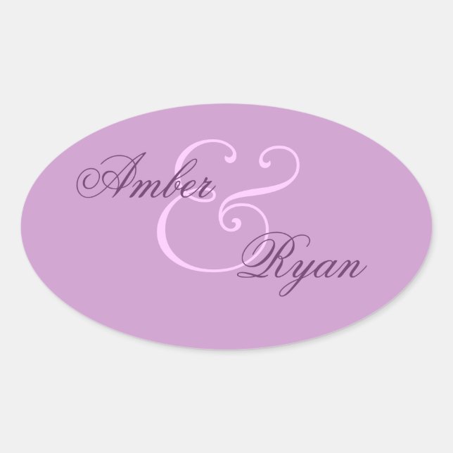 Sticker Ovale Mariage d'enveloppe violet (Devant)